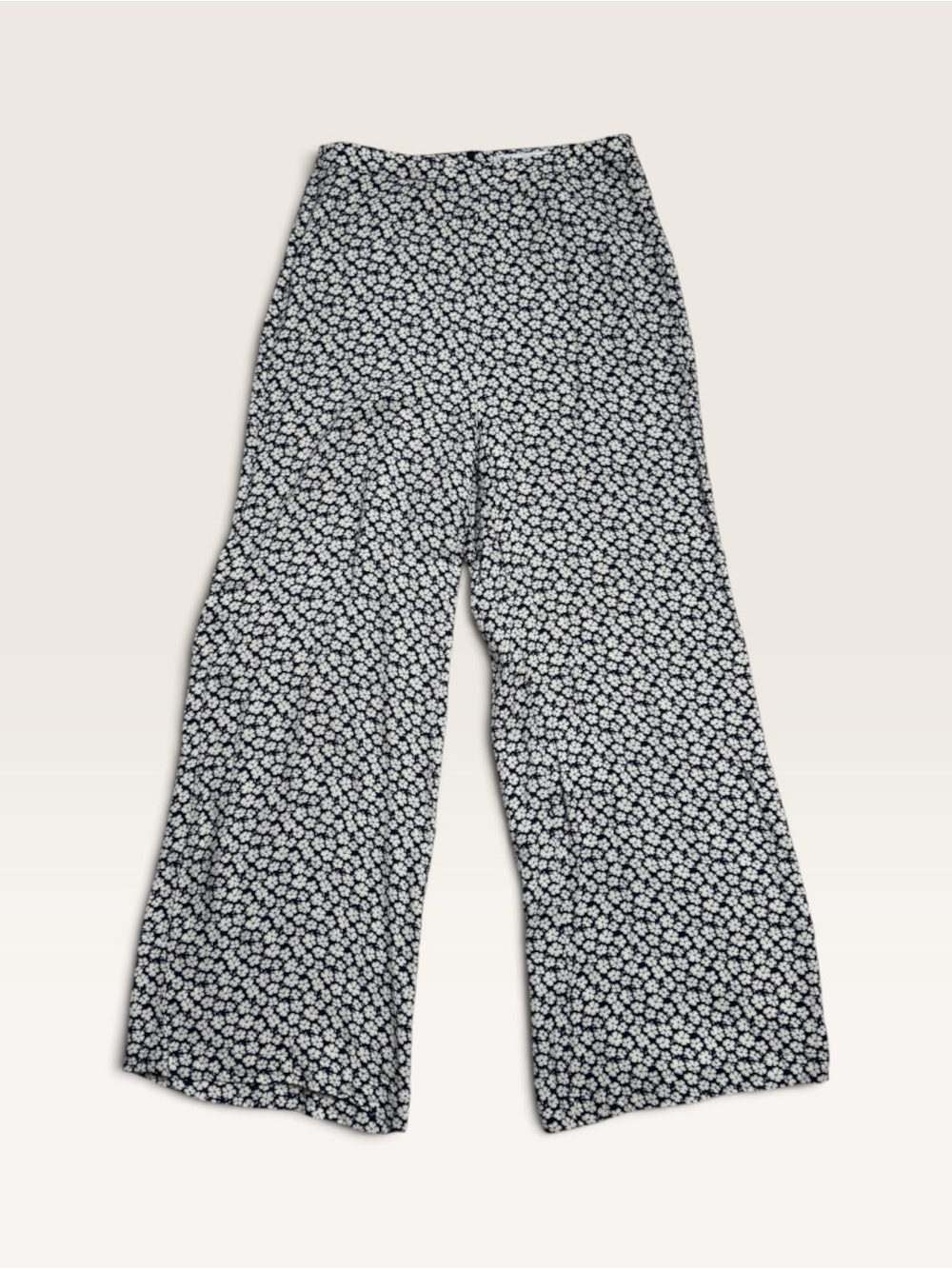 Reformation Navy Ditsy Floral Wide Leg Cropped Pants Size 2